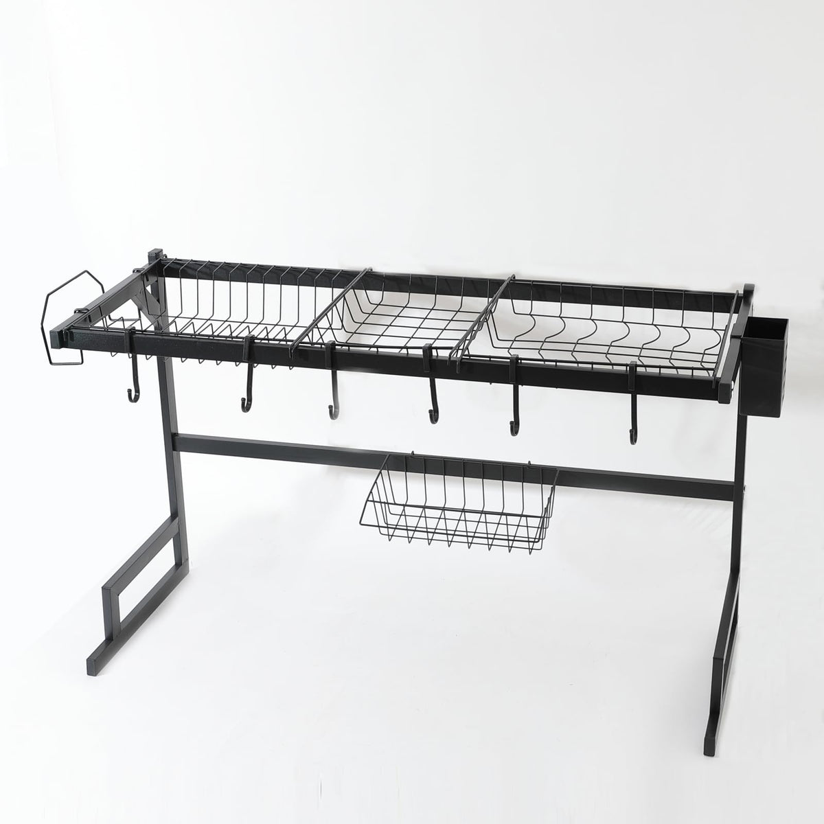 UMAI Drain Rack Kitchen Utensil Organizer | Single Layer-85cm | Space Saving Large Capacity Carbon Steel Durable (Black)