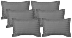 Kuber Industries 6 Pieces Cotton Luxurious Pillow Cover|Ultra Soft Satin Striped Pillow Case|Breathable & Wrinkle Free (Grey)