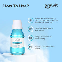 Oralvit Probiotic Anti-Plaque Mouthwash with Mild Thyme | Fights Germs | No Alcohol, No Burning Sensation, No Artificial Flavours |For Men & Women – 100ml (Pack of 3)