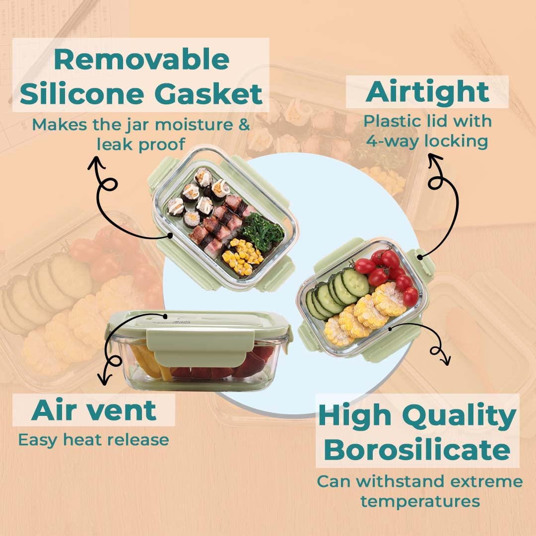 Ailtec 903 Flat Lid Nine-Container High Borosilicate Glass Food Storage Set  - 18 Piece, 1 - Gerbes Super Markets