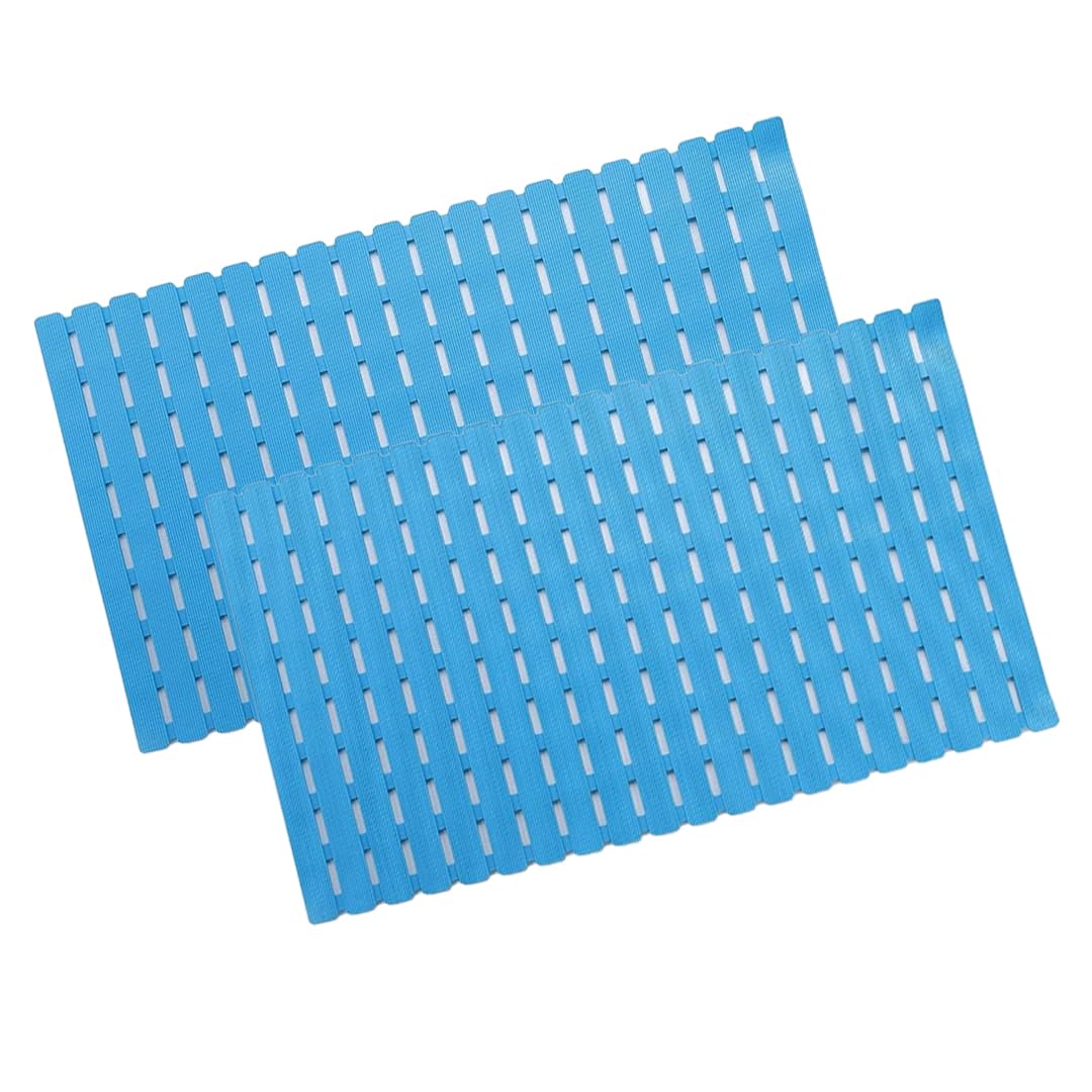 SAVYA HOME Pack of 2 PVC Bathmats | 40x71cm | Anti-Skid mat, Living Room mat, Doormat, Multipurpose mat(Blue)