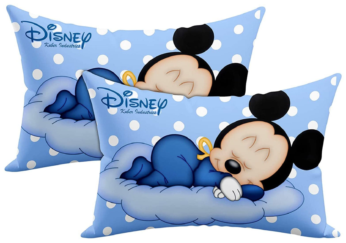 Kuber Industries Disney Print Sleeping Pillow for Kids|Small Pillow for Baby|Soft Microfiber Pillow|Size 12x18, Pack of 2 (Sky Blue)