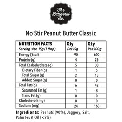 The Butternut Co. No stir Peanut Butter Classic (With Jaggery) Crunchy, 340 gm (No Added Sugar, Vegan, High Protein, Keto)