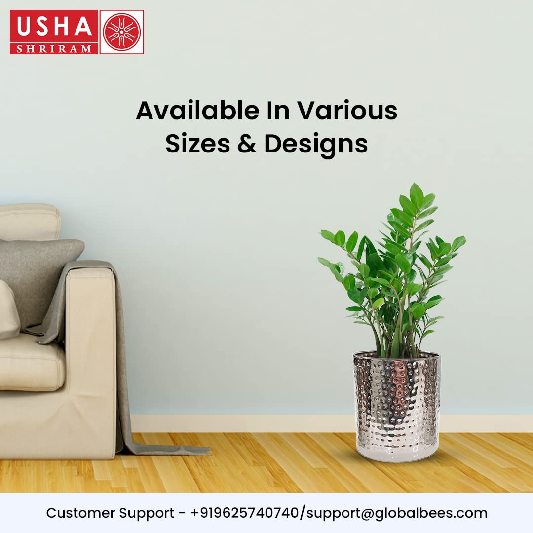USHA SHRIRAM Stainless Steel Flower Pot | Tower Planter | Rust Resistant | Home Décor | Sustainable | Planter for Office, Living Room | Indoor Plants (3.1L)