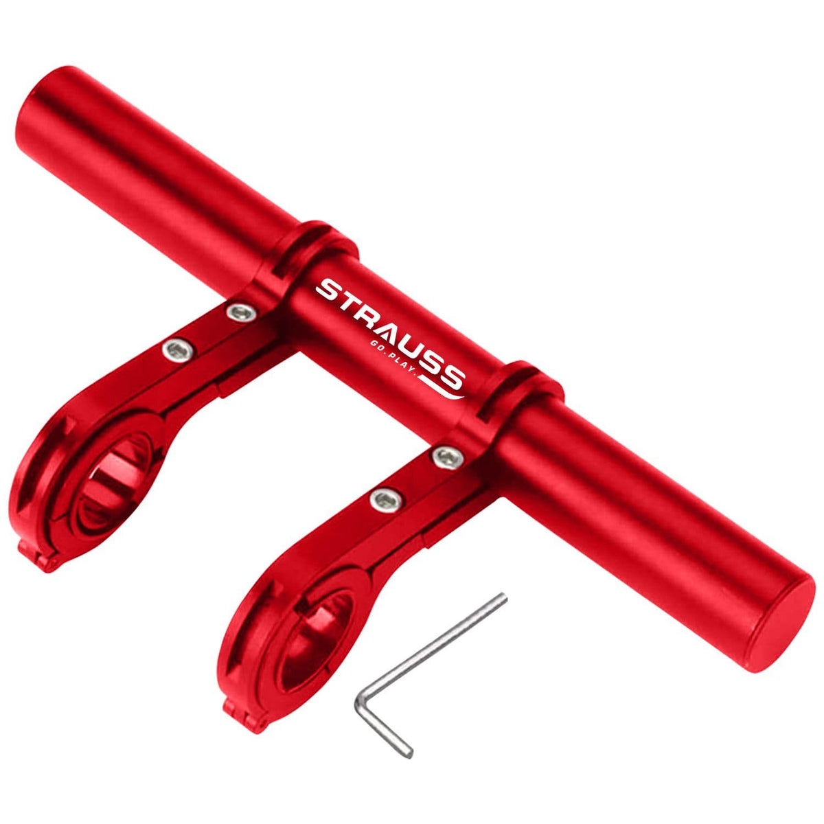 STRAUSS Cycle Handle Bar Extender | Lightweight Durable Bicycle Handle Bar Extension Bracket | Ideal For Holding Motorcycle & E-bike Lamp Speedometer, GPS Phone | Cycling Accessories,(Red)