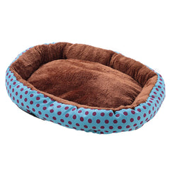 Kuber Industries Dog & Cat Bed|Soft Plush Top Pet Bed|Oxford Cloth Polyester Filling|Medium Washable Dog Bed|Circular Cat Bed with Rise-Edge Pillow|QY039BC-L|Blue & Coffee