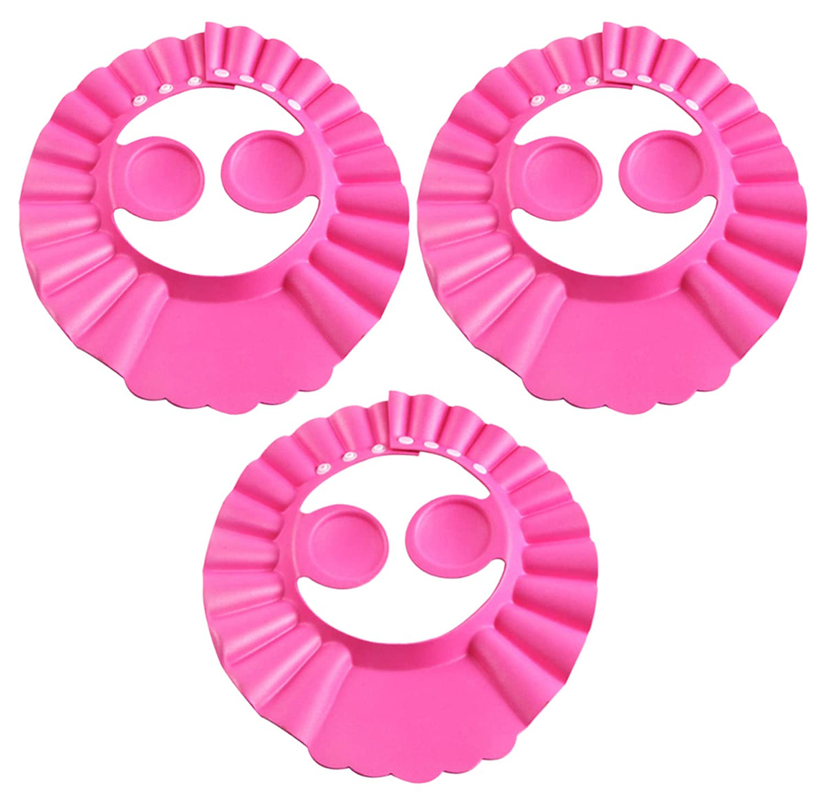 Kuber Industries Soft Adjustable Visor Hat Safe Shampoo Shower Bathing Protection Bath Cap for Toddler, Baby, Kids, Children-Pack of 3 (Pink)-HS_38_KUBMART21351