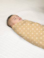 Mush 100% Bamboo Swaddle : Ultra Soft, Breathable, Thermoregulating, Absorbent, Light Weight and Multipurpose Bamboo Wrapper/Baby Bath Towel/Blanket (1, Geo Mustard)