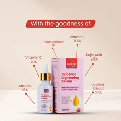 Kozicare Plus Skin Tone Lightening Serum with Kojic Acid 2.5%, Arbutin 1.5%, Glutathione 1%, Vitamin C 20%, Vitamin A 2%, Vitamin E 0.5%, Glycolic Acid 3%, Rosehip Oil 1% & Niacinamide 4% - 30ml