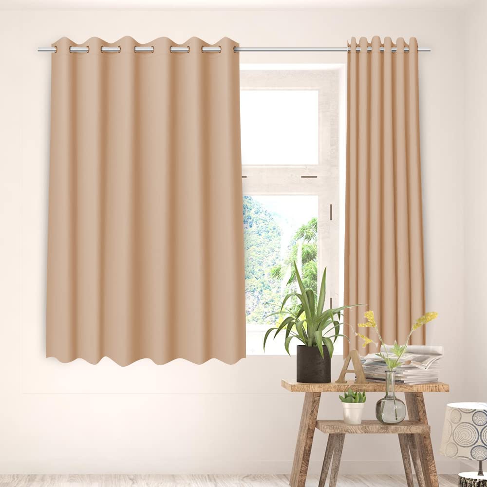 Kuber Industries Set of 2 100% Darkening Black Out Curtain I 5 Feet Window Curtain I Insulated Heavy Polyester Solid Curtain|Drapes with 8 Eyelet for Home & Office (Gold)