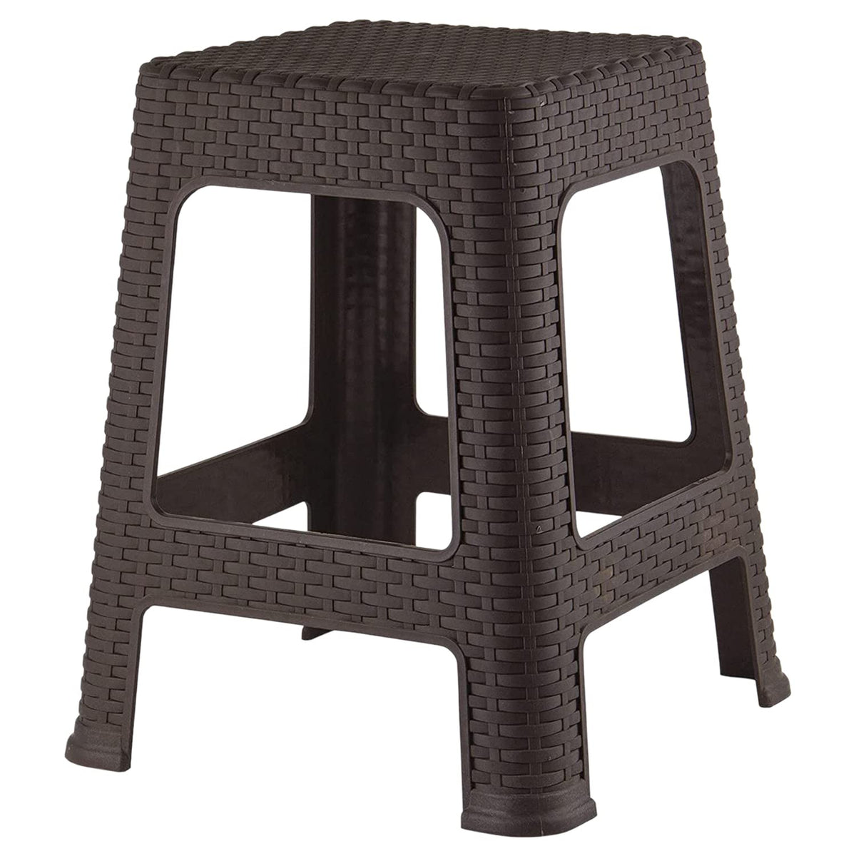 Kuber Industries Multiuses Strong, Lightweight Plastic Sitting Stool for Indoor/Outdoor Use (Brown)-46KM0519, Standard