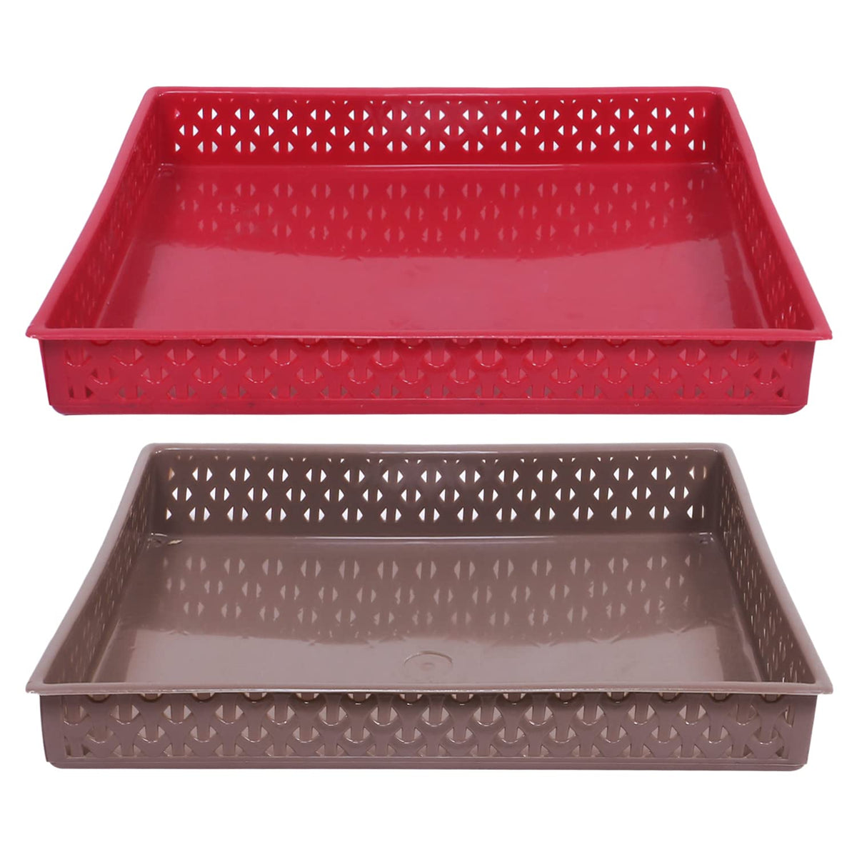 Kuber Industries Storage Tray|Versatile Plastic Storage Organizer|Rectangular Tray for Kitchen Storage|Storage Tray for Office|ALEXA-15|Pack of 2 (Multicolor)