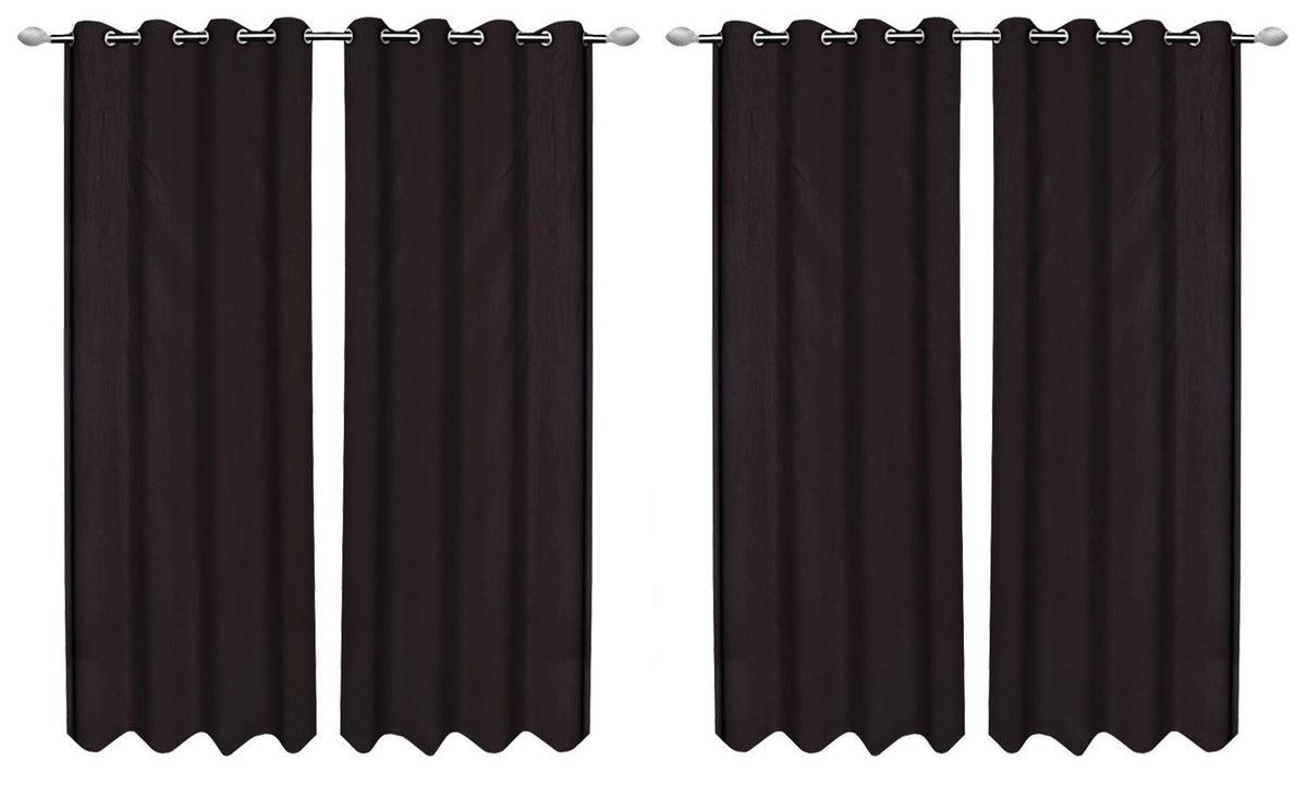 Kuber Industries 4 Pieces Polyester Eyelet Door Curtain 7 Feet (Brown)-CTKTC14290