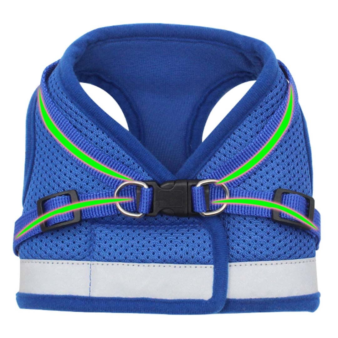 Kuber Industries Dog Chest Harness with Nylon Leash I No Pull, Soft Padded and Breathable Dog Vest I Adjustable, Reflective I Easy Control Dog Chest Belt I (Medium, Blue)