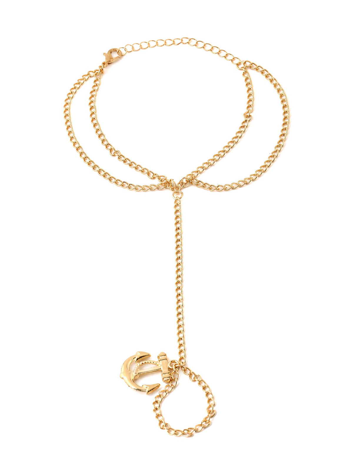 Yellow Chimes Ring Bracelet for Women and Girls Bracelet With Ring for Girls | Gold Toned Anchor Charm Ring Bracelet | Birthday Gift For Girls and Women