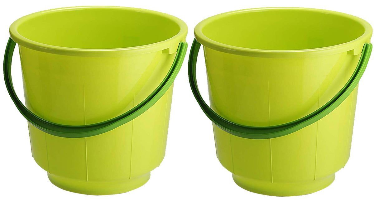 Kuber Industries Unbreakable Strong Plastic Bathroom Bucket 13 LTR (Green) - CTKTC037873