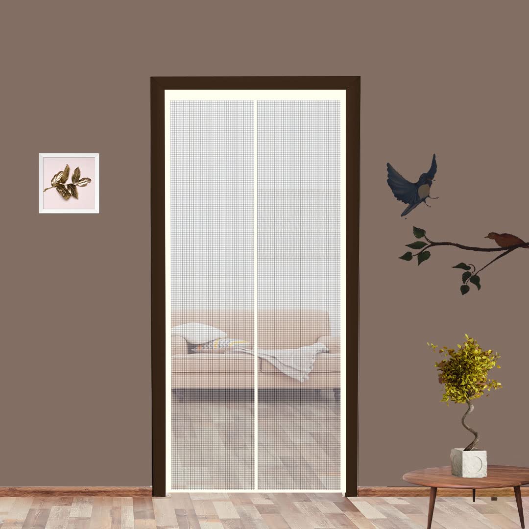 Classic Mosquito Net for Door Fiberglass Magnetic Curtain Auto Closing Insect Screen for All Door Types with Self Adhesive Hook Tape (205X90cms, White)