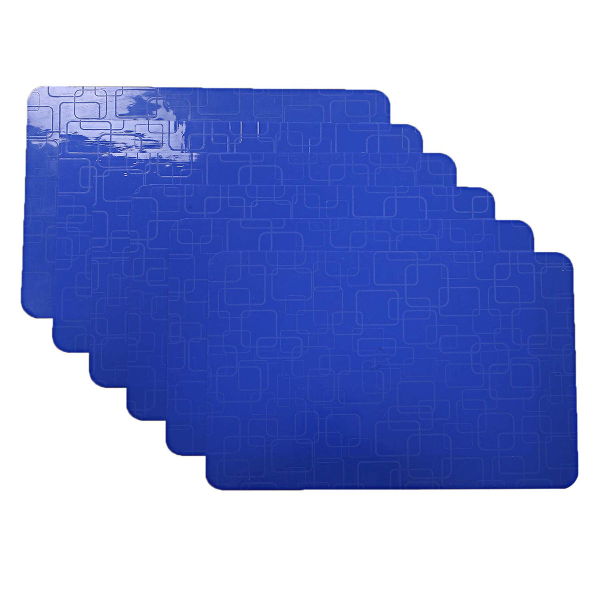 Kuber Industries Checkered Design PVC 6 Pieces Dining Table Placemat Set (Blue), CTKTC13709