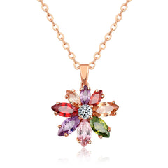 Yellow Chimes Floral Style Swiss Cubic Zircon Rose Gold Plated Pendant for Women and Girls