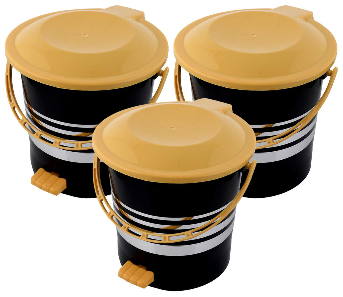 Kuber Industries 3 Pieces Plastic Dustbin Garbage Bin with Handle,5 Liters (Yellow) -CTKTC37968