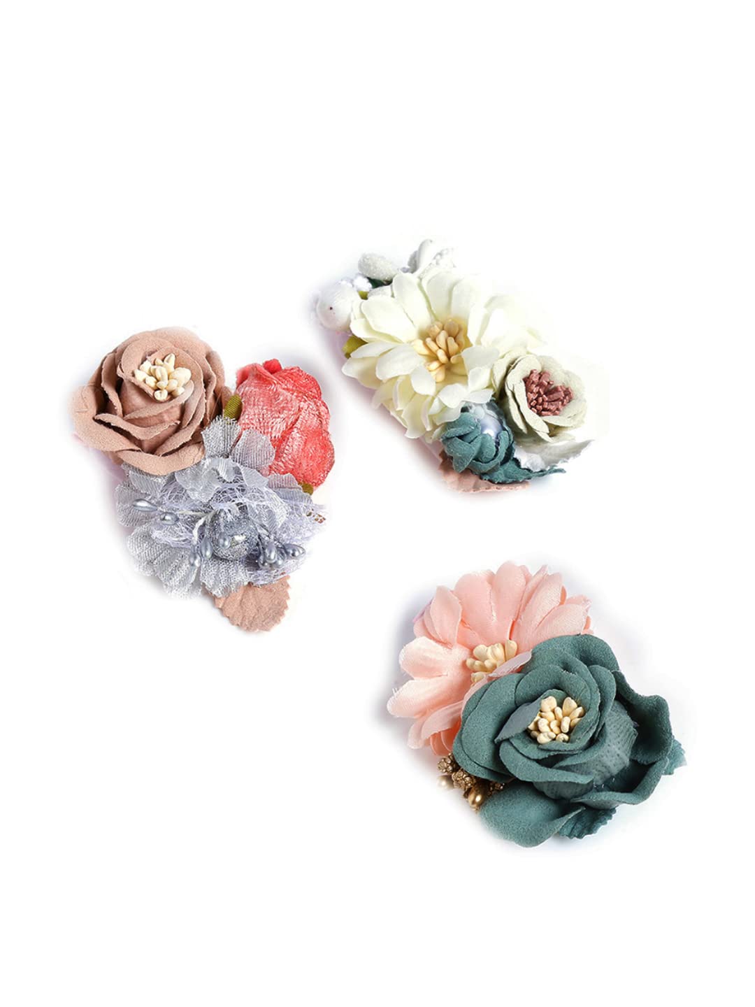 Melbees by Yellow Chimes Hair Clips for Girls 3 PCS Hairclips for Kids Floral Hair Clips Set Beauty Imported Hair Clips Hair Accessories for Girls and Kids Women.