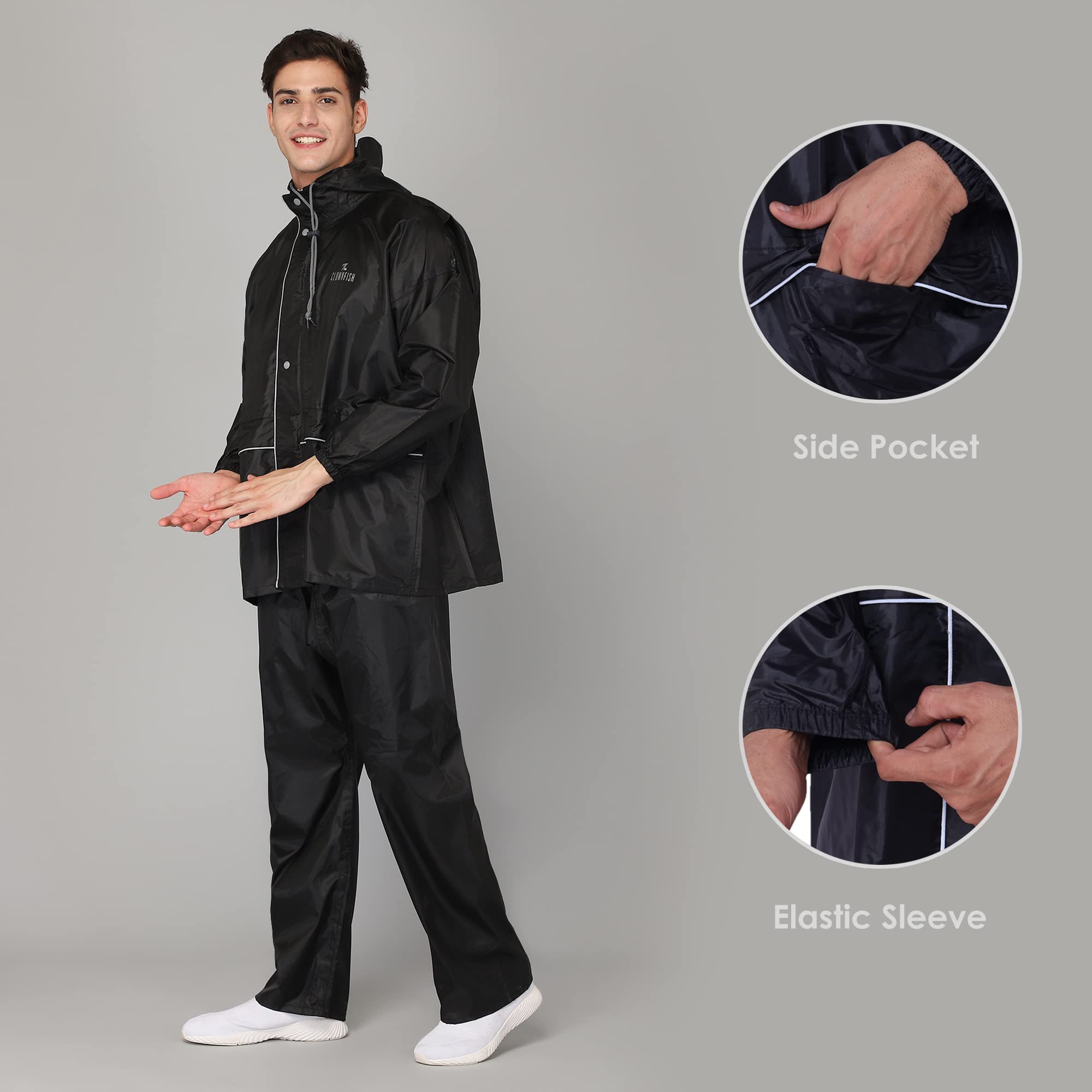 THE CLOWNFISH Men's A-Line Coat Jacket Charles Black XL