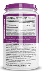 HealthyHey Nutrition Potassium Citrate -120 Vegetable Capsules