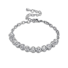 Yellow Chimes Crystals Studded Silver Tennis Bracelet for Women and Girls.