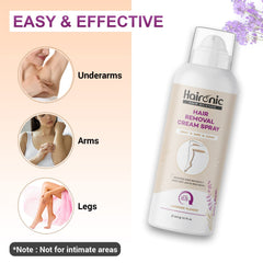 Haironic Hair Removal Cream Spray | Remove hair instantly | Painless Hair Remover Spray for Arms, Legs & Armpits | Removes Hair in 10 Minutes with Skin Detan | Lavender Flavor | For Women – 200gm