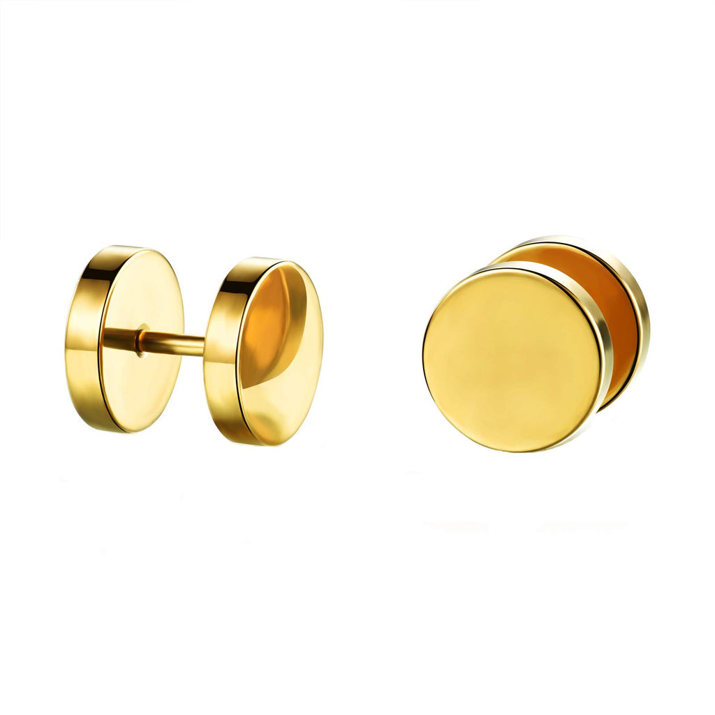 Yellow Chimes Dumbbell Stainless Steel Golden Stud Earrings for Men ...