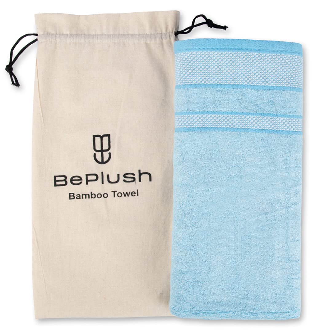 BePlush Zero Twist Bamboo Towels for Bath Large Size | Ultra Soft, Highly Absorbent, Quick Dry, Anti Bacterial Bamboo Bath Towel for Men & Women || 450 GSM, 29 x 59 Inches (1, Sky Blue)