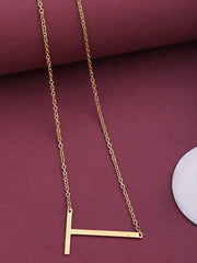 Yellow Chimes Latest Fashion Stainless Steel Gold Plated Initial Letter Pendant for Women and Girls "T" Pendant