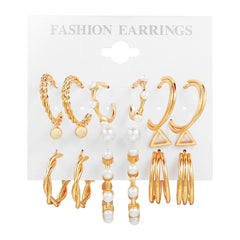 Yellow Chimes Hoop Earrings for Women Set Of 9 Pairs Gold Plated Combo Hoop Stud Earrings Set For Women and Girls