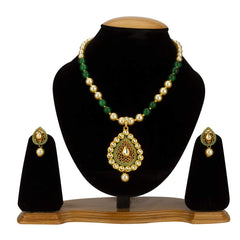Yellow Chimes Traditional Pearl Kundan Gold Plated Necklace Woth Drop Earrings for Women