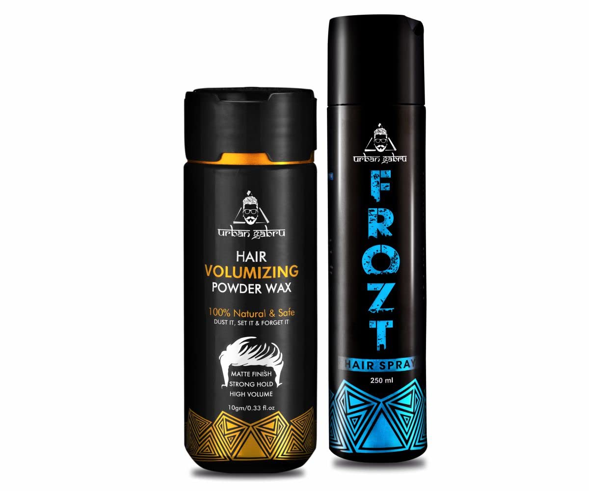 Urbangabru Hair Volumizing Powder Wax (10 GM) & Frozt Hair Spray (250 ML) - Hair Styling Combo Kit