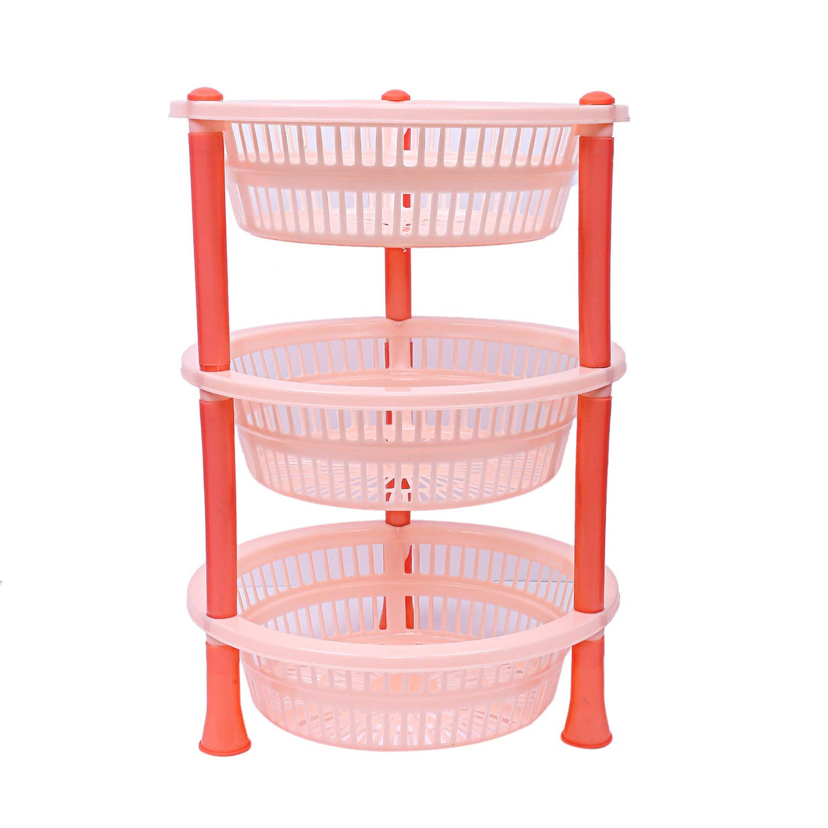 Kuber Industries Plastic 3 Layer Multi-purpose Kitchen Storage Basket Rack (Beige)-CTKTC25195, standard