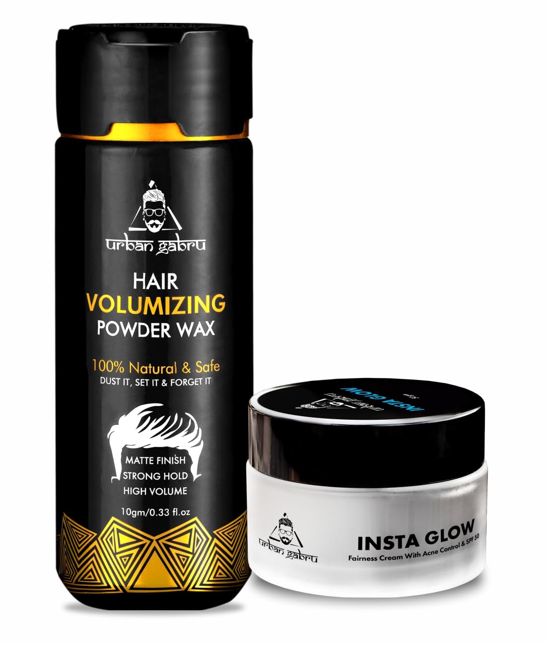 Urbangabru Hair Volumizing Powder 10 GM & Insta Glow Face Cream 50 GM - Men's Grooming Combo Kit