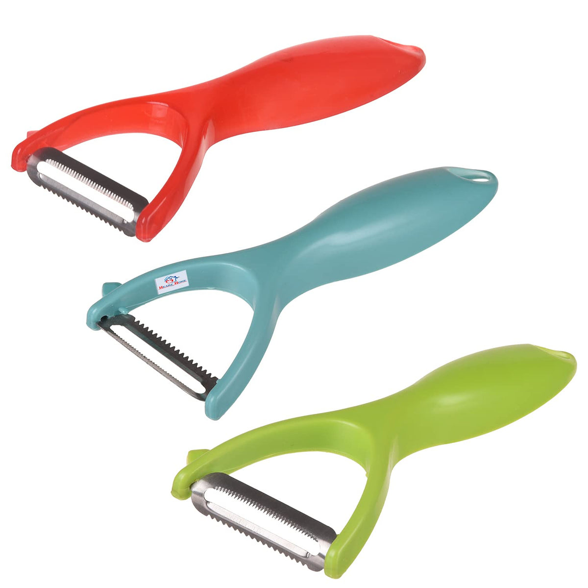 Heart Home Peeler|Plastic Vegetable Peeler|Fruit Peeler|Non-Slip Handle|Steel Sharp Straight Blade|Y Shaped Peeler|Kitchen Peeler|Pack of 3 (Multicolor)