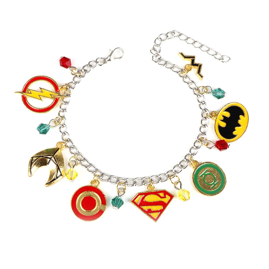 Yellow Chimes Silver Toned Harry Potter Merchandise Warner Bros Super Heros Charm Multicolor Bracelet for Girls and Women, M (YCFJBR-13HEROS-MC)