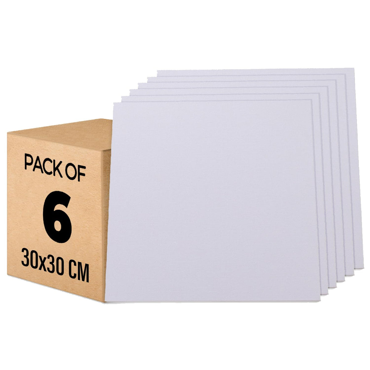 Homestic Blank Cotton Canvas Boards for Painting 30x30 CM Pack of 6 (White)