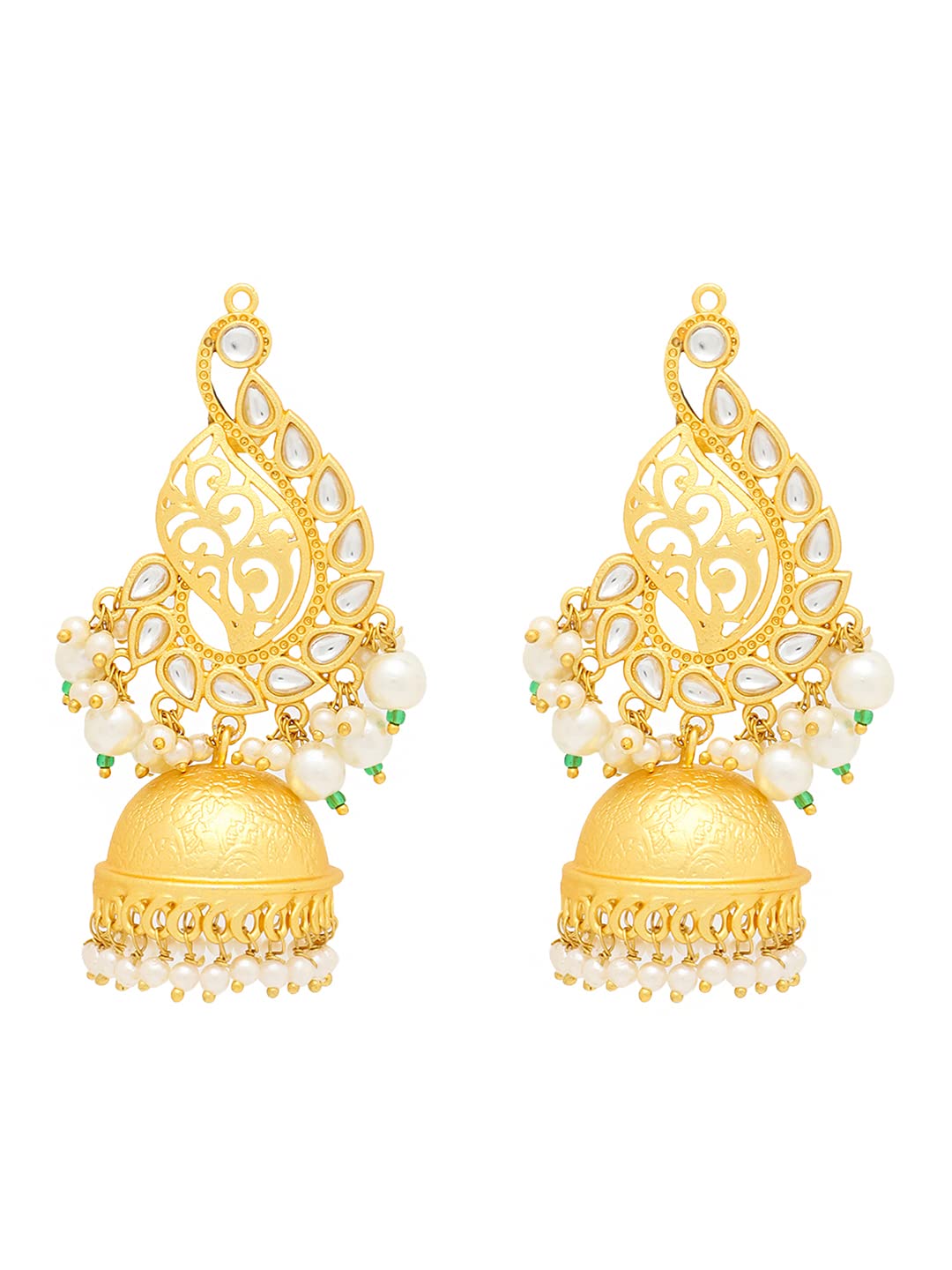 Yellow Chimes Jhumka Earrings for Women Traditional Gold Plated Leafy Shaped Long Jhumka/Jhumki Earrings for Women and Girls