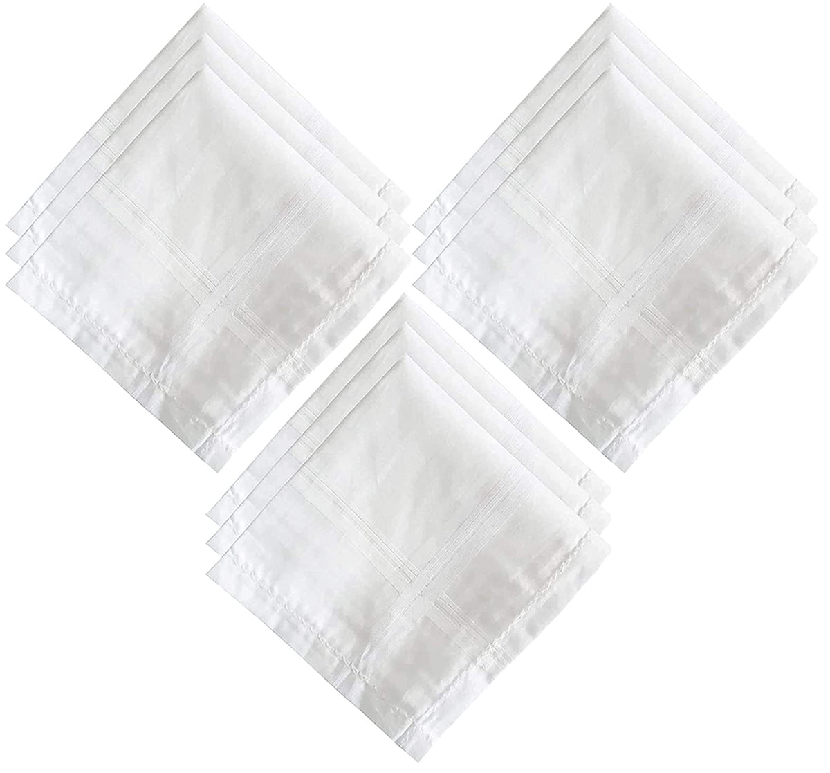 Kuber Industries Men's Handkerchiefs, 100% Pure Cotton, Pocket Square Hankies, Classic Plaid Pattern Perfect for Gift, Set of 9 (White) (Model Number: HS_37_KUBMART020433)