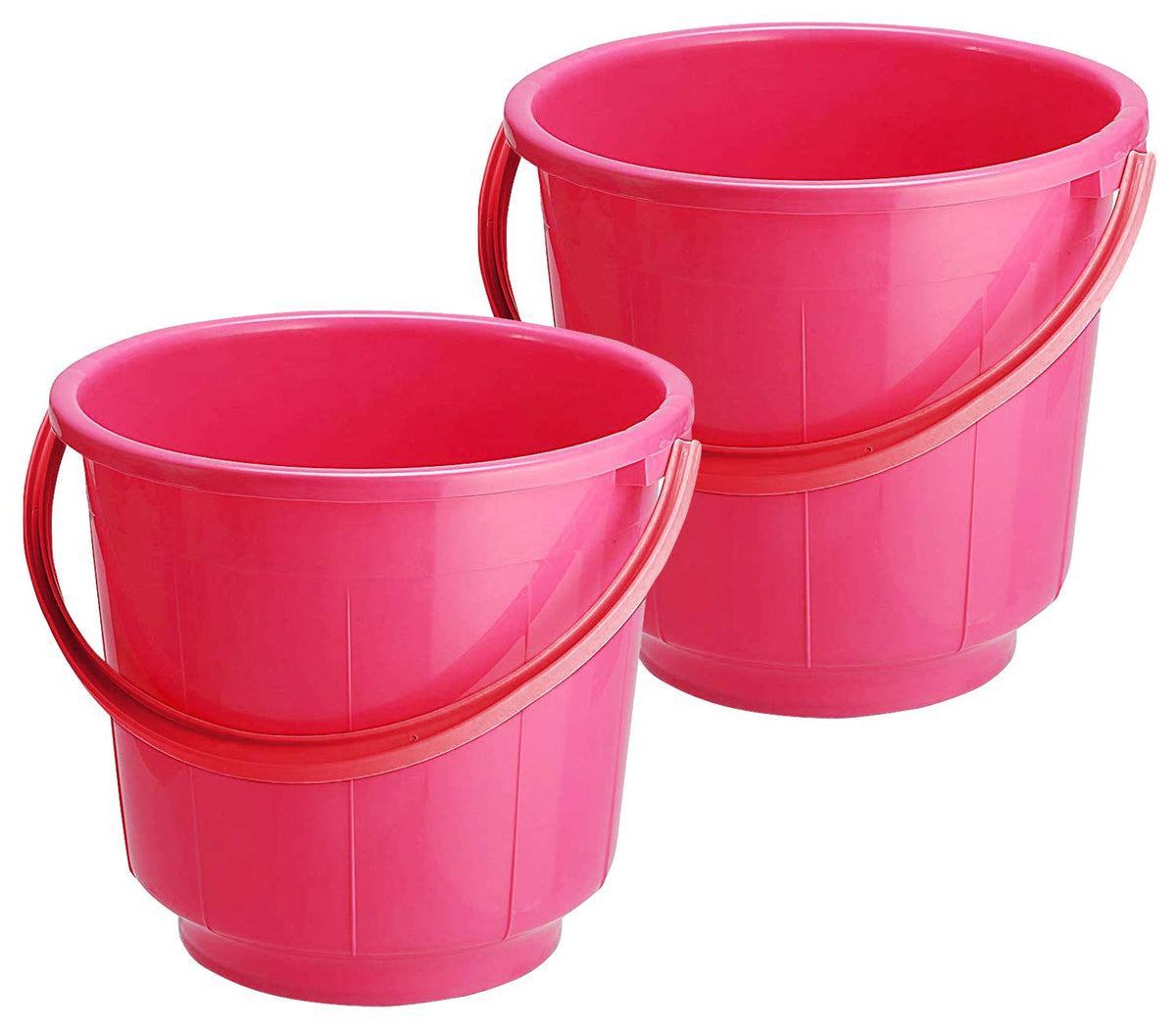 Kuber Industries 2 Pieces Unbreakable Strong Plastic Bathroom Bucket 13 LTR (Pink) -CTKTC37886