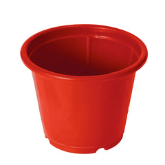 Kuber Industries Durable Plastic Flower Pot|Gamla with Drain Holes for Indoor Home Decor & Outdoor Balcony,Garden,6"x5",Pack of 4 (Red)