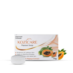 Kozicare Papaya Soap | Dark Spot Remover & Glowing Skin | Kojic Acid, Olive Oil & Papaya Extract | Moisturizing for Face & Body | Natural Brightening Papaya Soap for Men & Women – 75gm (Pack of 6)