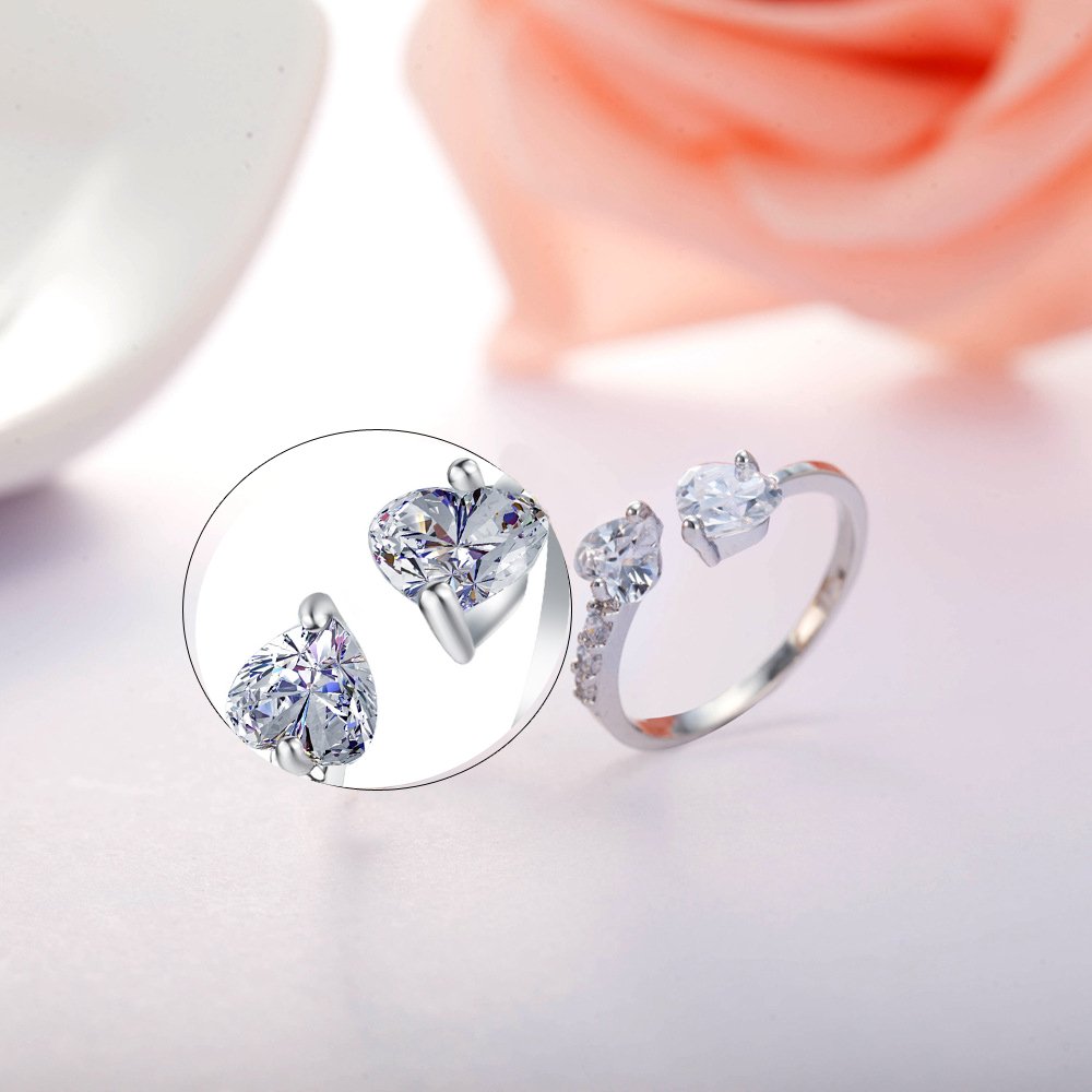 Vembley Stylish Valentine Day Gift Silver Heart Couple Ring Matching Wrap  Finger Ring for Women and Men : Amazon.in: Fashion