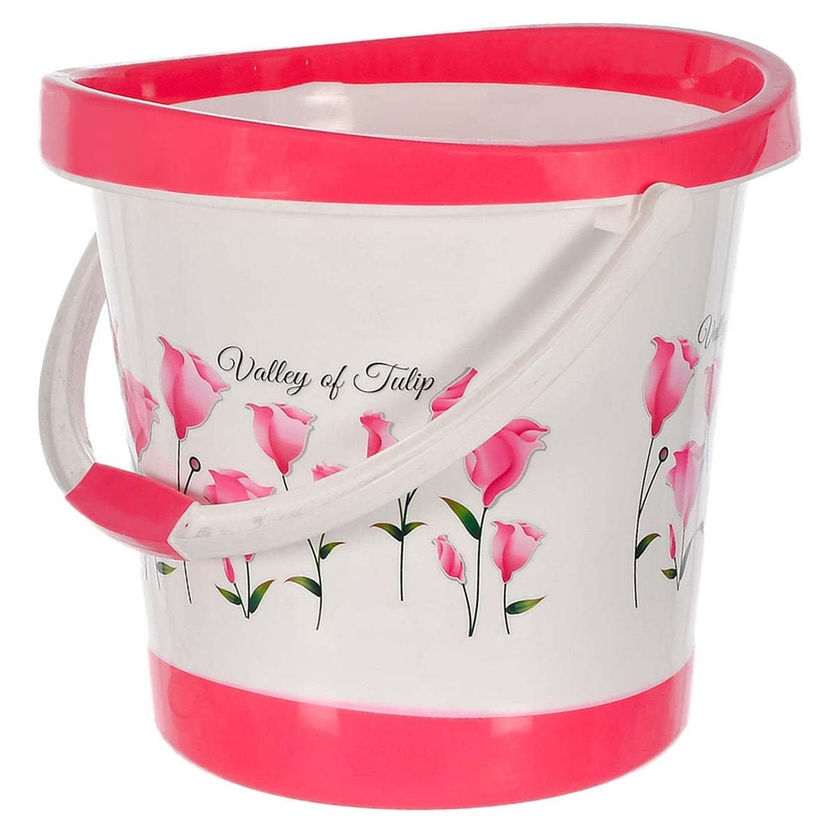 Kuber Industries Bucket|Plastic Bucket for Bathroom|Tulip Flower Bucket for Bathing|Unbreakable Bucket with Handle|18 Liter (Pink)