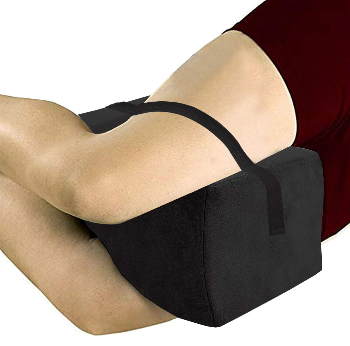 Kuber Industries Memory Foam Orthopaedic Knee Support Leg Rest Pillow for Side Sleepers, for Relief from Sciatica, Back Pain, Leg Pain, Pregnancy, Post Surgery, Hip & Joint Pain (Black) - CTKTC45943