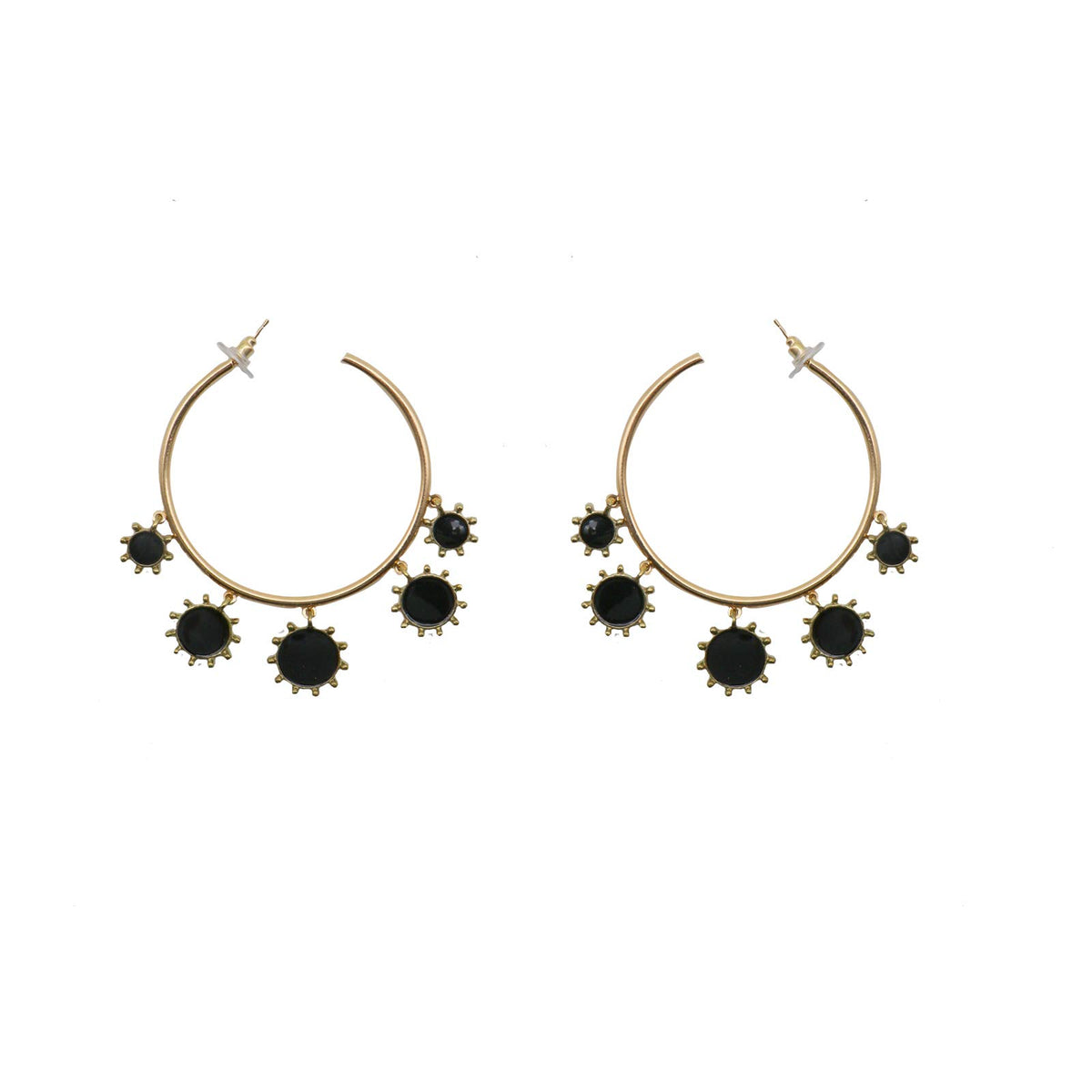 Joker & Witch Noir Gold Charm Hoops for Women