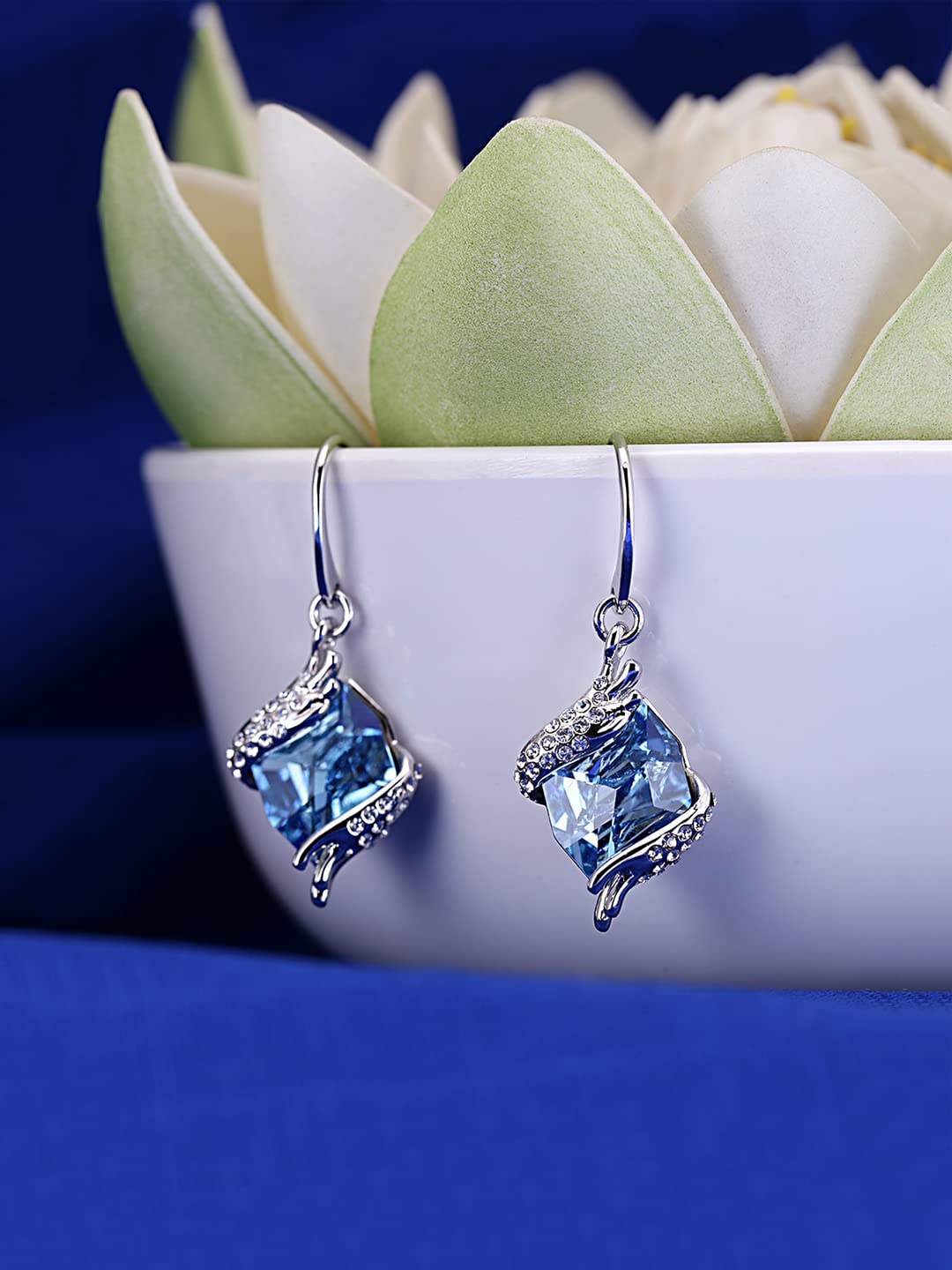 Bermuda Blue Crystal Earrings (Bridesmaid) – Seraphine Creations